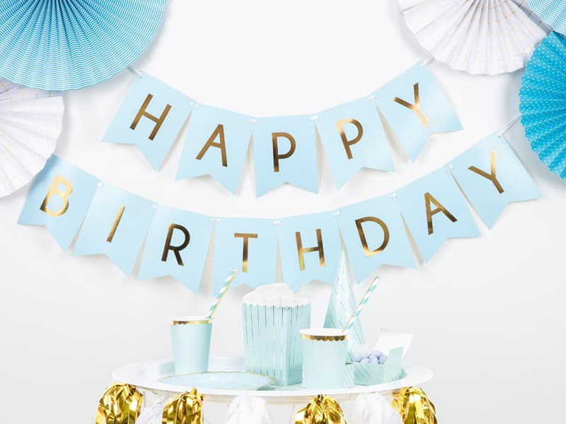 Svijetloplavi happy birthday baner 3