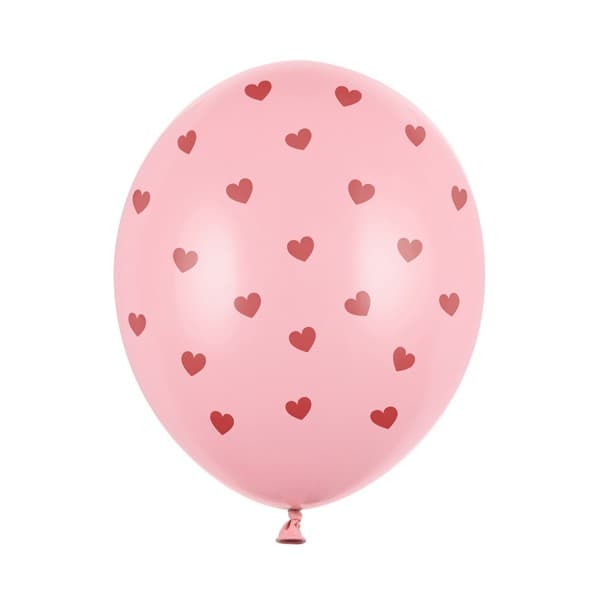 Svijetlorozi balon sa crvenim srcima 1