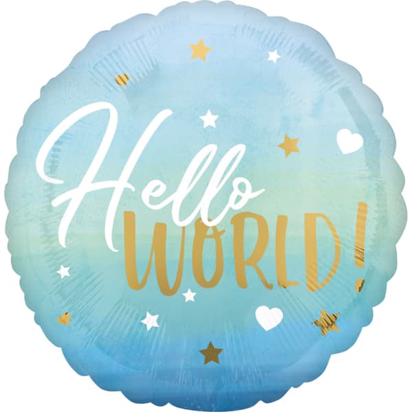 Balon Hello world plavi 1