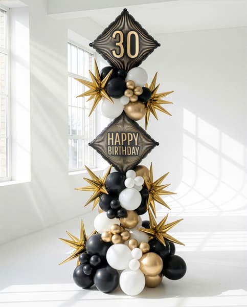 Balon Happy birthday crnozlatni 2
