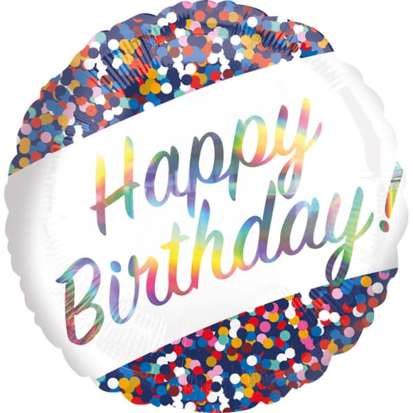 Balon HBD holographic confetti 1